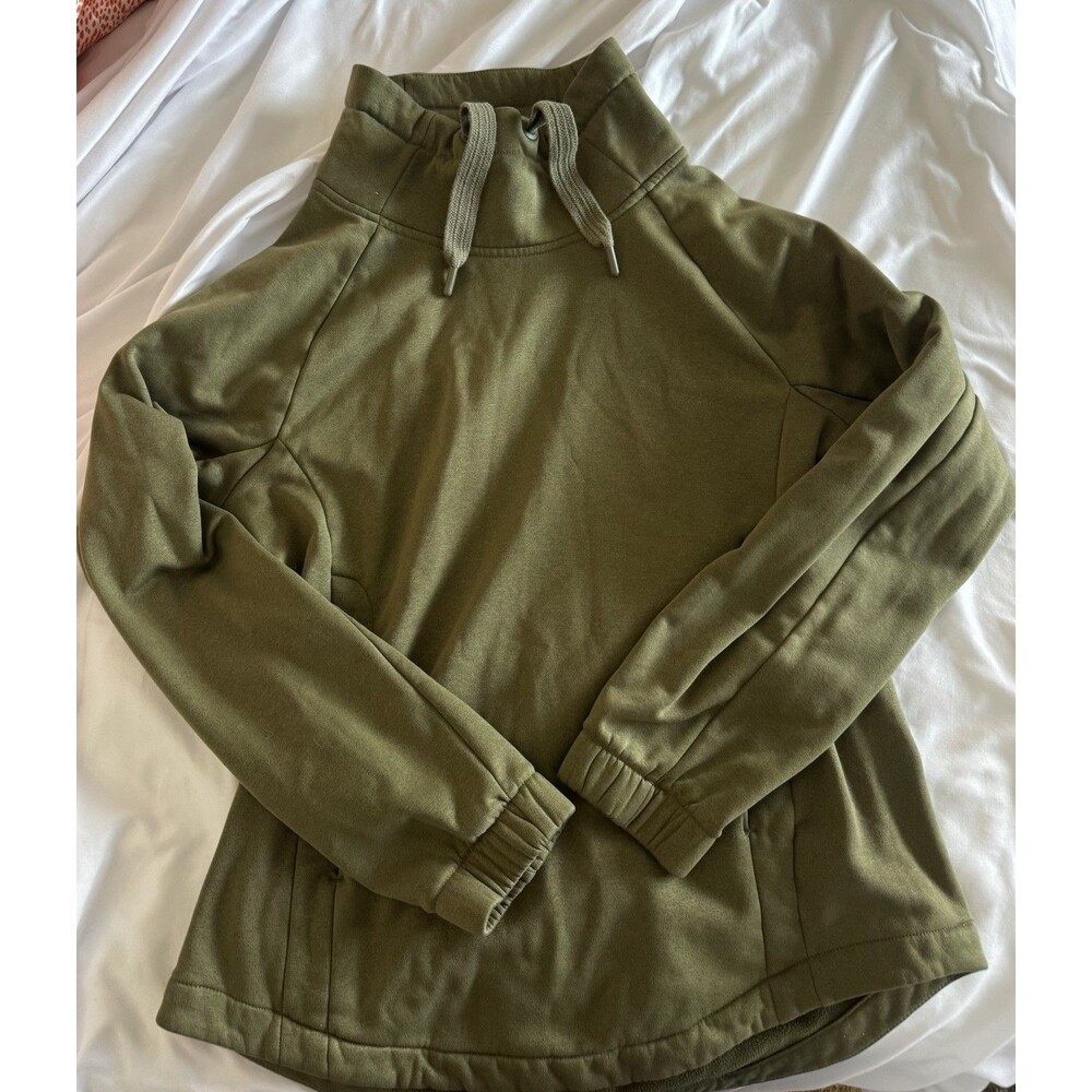 The North Face Womens M Olive Green Fleece Funnel Neck Pullover Sweatshirt TNF